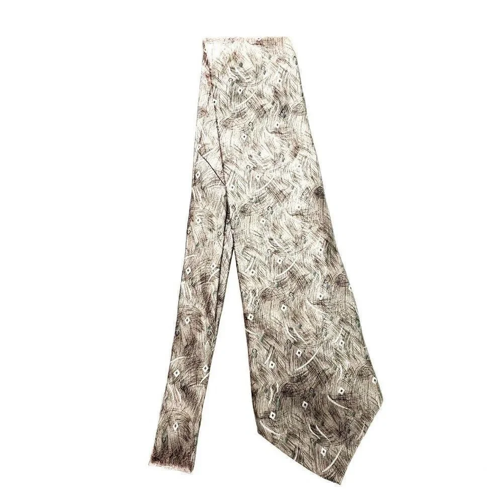 Pierre Cardin Silk‎ Tie Beige Abstract Wide